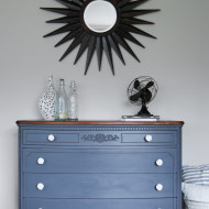 A french grey dresser with a wood top