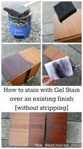 Informative video on how to gel stain without stripping. Super easy!